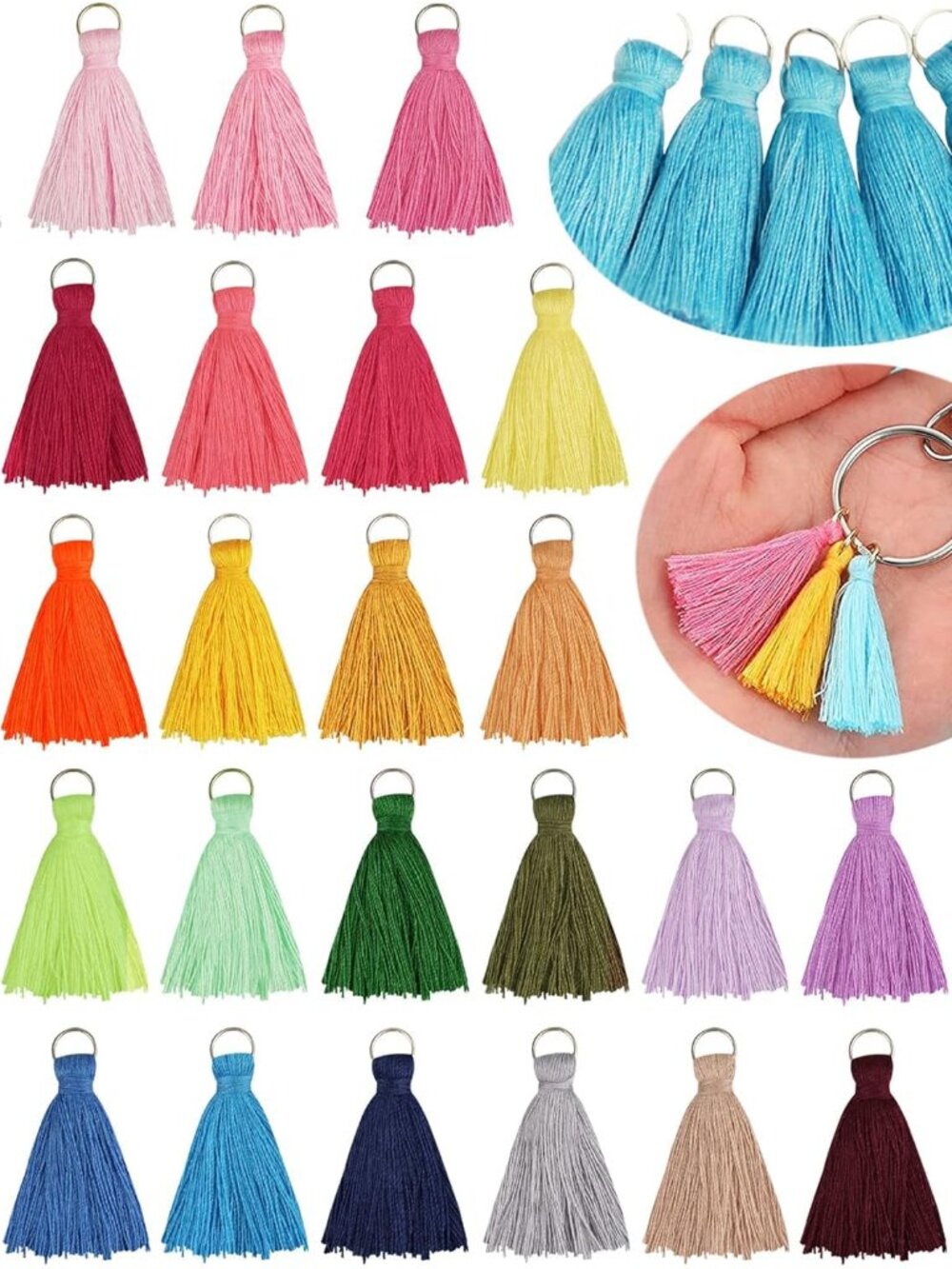 180pcs Mini Tassels Tiny DIY Crafts Tassel for Keychain Making Bookmark